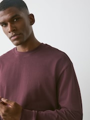 Burgundy Red Relaxed Fit Heavyweight Long Sleeve T-Shirt - Image 4 of 7