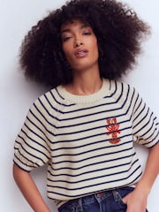 Boden Blue Margot Puff Sleeve T-Shirt - Image 1 of 7