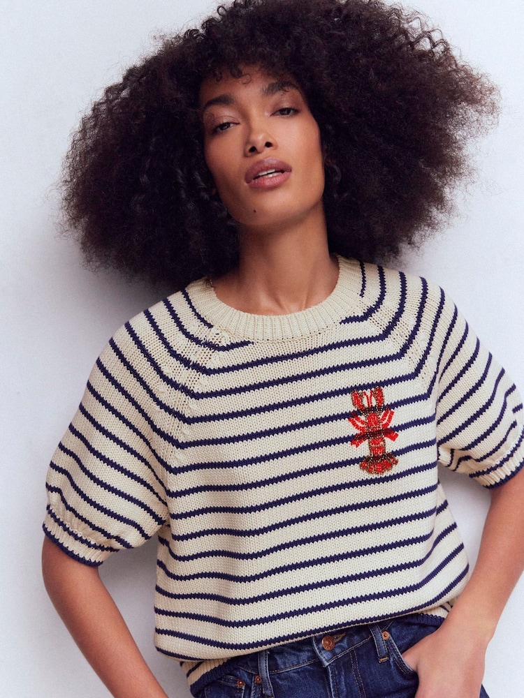 Boden Blue Margot Puff Sleeve T-Shirt - Image 1 of 7