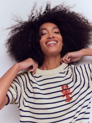 Boden Blue Margot Puff Sleeve T-Shirt - Image 2 of 7