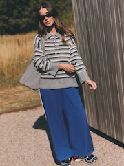 Lipsy Grey Stripe Knitted Wool Blend Rugby Jumper - Image 2 of 5