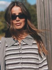 Lipsy Grey Stripe Knitted Wool Blend Rugby Jumper - Image 3 of 5