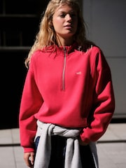 self. Red Half Zip Sweatshirt - Image 1 of 10