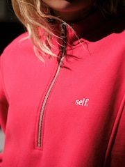 self. Red Half Zip Sweatshirt - Image 5 of 10