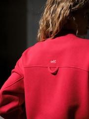 self. Red Half Zip Sweatshirt - Image 6 of 10
