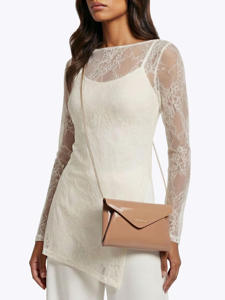 Carvela Brown Megan Envelope Clutch Bag - Image 1 of 5 Carvela Brown Megan Envelope Clutch Bag - Image 1 of 5