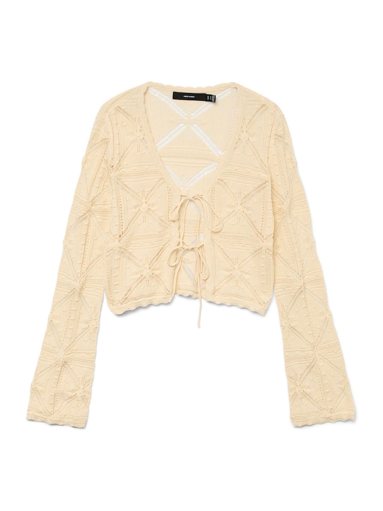 VERO MODA Cream Long Sleeve V Neck Crochet Cardigan - Image 5 of 5 VERO MODA Cream Long Sleeve V Neck Crochet Cardigan - Image 5 of 5