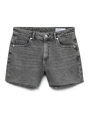 VERO MODA Grey Mid Rise Denim Shorts - Image 5 of 6