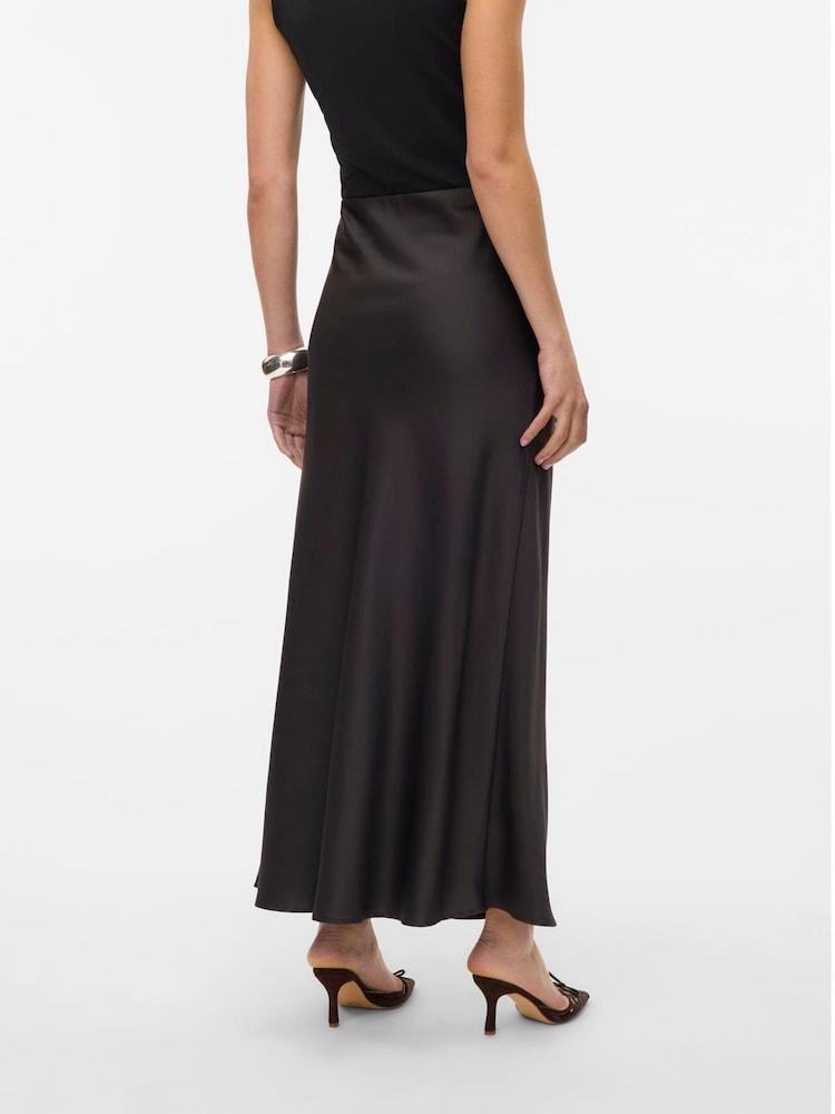VERO MODA Brown Satin Midi Skirt - Image 2 of 4