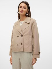 VERO MODA Brown Short Trench Coat - Image 1 of 4