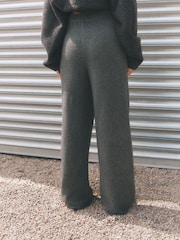 self. Charcoal Grey Knitted Wide Leg Trousers - Image 3 of 5