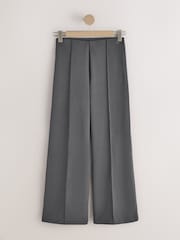 ნახშირისფერი ნაცრისფერი - self. Rib Wide Leg Trousers with Soft Touch - სურათი 6 8-დან