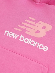 New Balance Pink Brush Back Stacked Logo Hoodie - Image 8 of 8