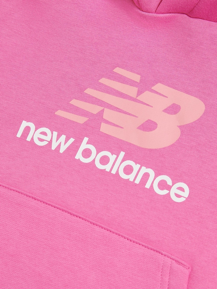 New Balance Pink Brush Back Stacked Logo Hoodie - Image 8 of 8 New Balance Pink Brush Back Stacked Logo Hoodie - Image 8 of 8