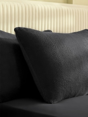 Set of 2 Grey Charcoal Teddy Fleece Pillowcases - Image 1 of 3