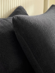 Set of 2 Grey Charcoal Teddy Fleece Pillowcases - Image 2 of 3