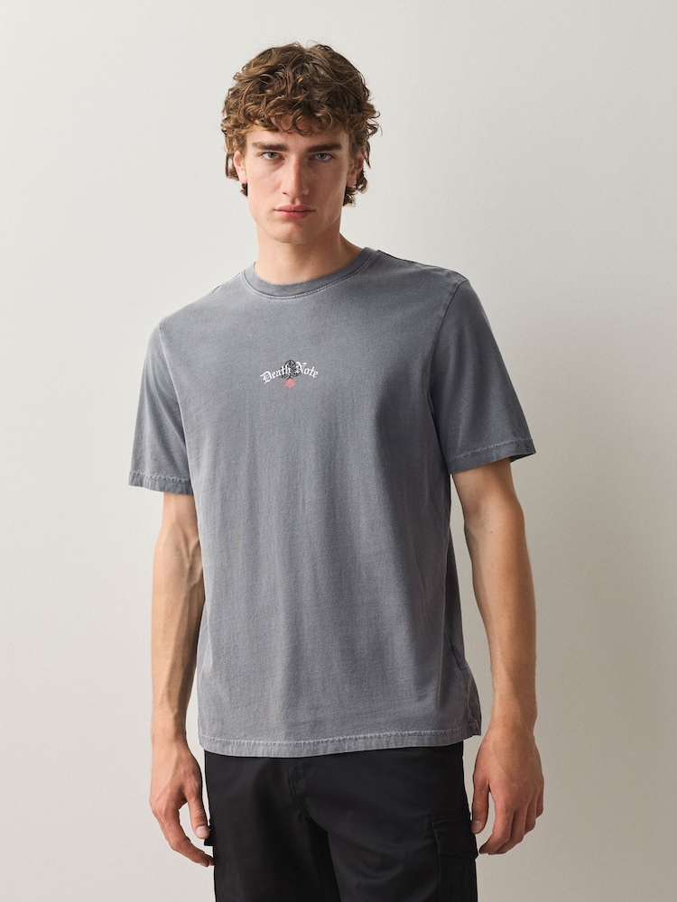 Grey Death Note Relaxed Back Print T-Shirt - Image 2 of 10 Grey Death Note Relaxed Back Print T-Shirt - Image 2 of 10