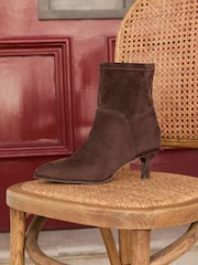 Love & Roses Chocolate Brown Wide Fit Faux Suede Ankle Boots - Image 2 of 6
