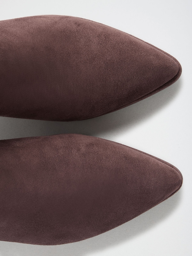 Love & Roses Chocolate Brown Wide Fit Faux Suede Ankle Boots - Image 6 of 6 Love & Roses Chocolate Brown Wide Fit Faux Suede Ankle Boots - Image 6 of 6
