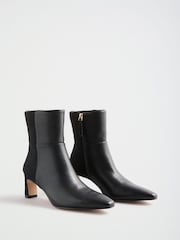 Love & Roses Black Faux Leather Mid Heeled Ankle Boots - Image 3 of 6