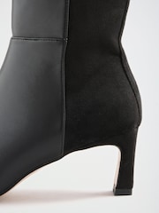 Love & Roses Black Faux Leather Mid Heeled Ankle Boots - Image 5 of 6