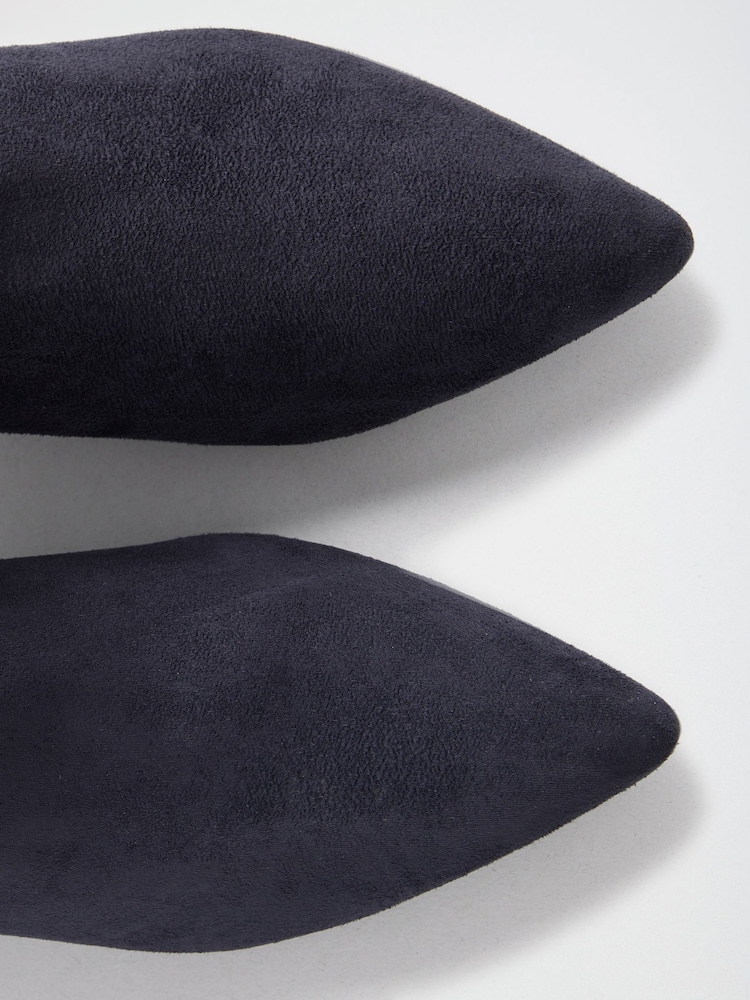 Love & Roses Navy Faux Suede Kitten Ankle Boots - Image 6 of 6