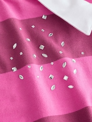 Angel & Rocket Pink Marlie Jewelled Stripe Rugby Top - Image 4 of 5