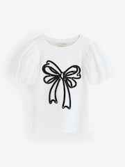 Angel & Rocket White Aofie Bow Embellished T-Shirt - Image 1 of 5