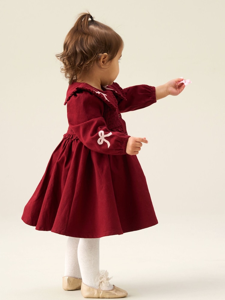 Angel & Rocket Burgundy Edie Smock Yoke Collared Dress - Image 2 of 3 Angel & Rocket Burgundy Edie Smock Yoke Collared Dress - Image 2 of 3