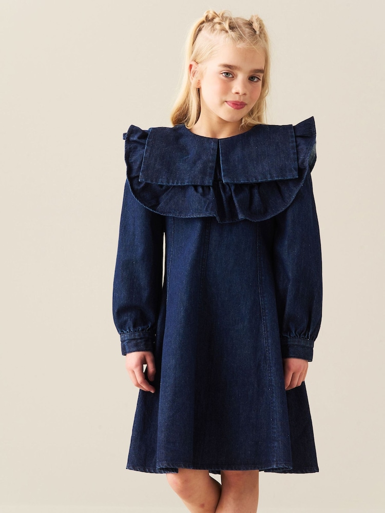 Angel & Rocket Blue Paige Denim Collar Dress - Image 1 of 6 Angel & Rocket Blue Paige Denim Collar Dress - Image 1 of 6