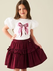 Angel & Rocket White Mia Puff Sleeve Bow Top - Image 1 of 4