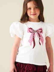 Angel & Rocket White Mia Puff Sleeve Bow Top - Image 3 of 4