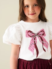 Angel & Rocket White Mia Puff Sleeve Bow Top - Image 4 of 4