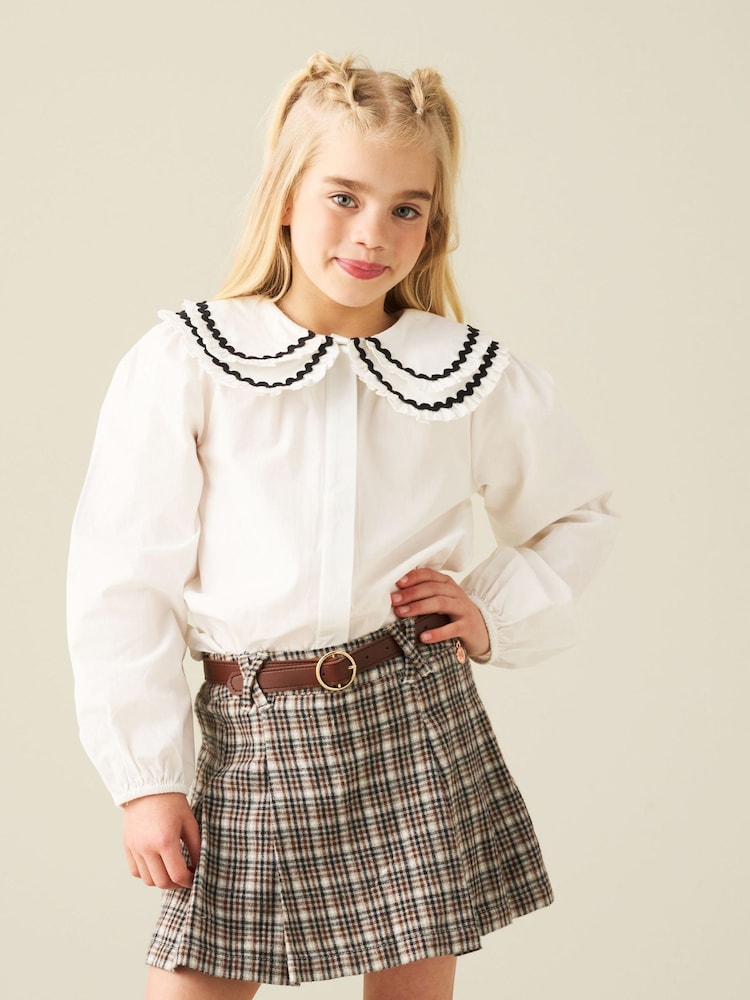 Angel & Rocket White Lola Double Collar Ricrac Trim Blouse - Image 1 of 4