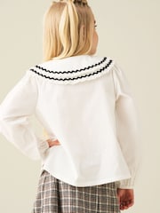 Angel & Rocket White Lola Double Collar Ricrac Trim Blouse - Image 2 of 4