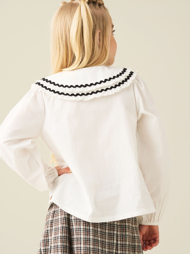 Angel & Rocket White Lola Double Collar Ricrac Trim Blouse - Image 2 of 4