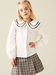 Angel & Rocket White Lola Double Collar Ricrac Trim Blouse - Image 5 of 6