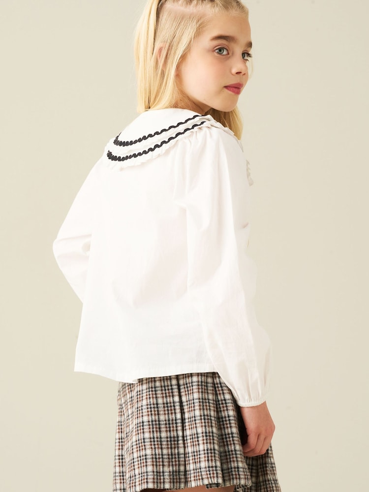 Angel & Rocket White Lola Double Collar Ricrac Trim Blouse - Image 6 of 6 Angel & Rocket White Lola Double Collar Ricrac Trim Blouse - Image 6 of 6