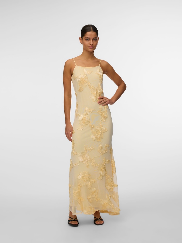 VERO MODA Yellow Sleeveless Embellished Maxi Dress - Image 1 of 1 VERO MODA Yellow Sleeveless Embellished Maxi Dress - Image 1 of 1