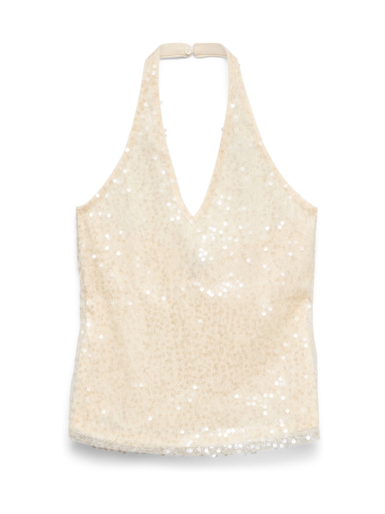 VERO MODA Cream Halter Neck Square Neck Top - Image 1 of 1