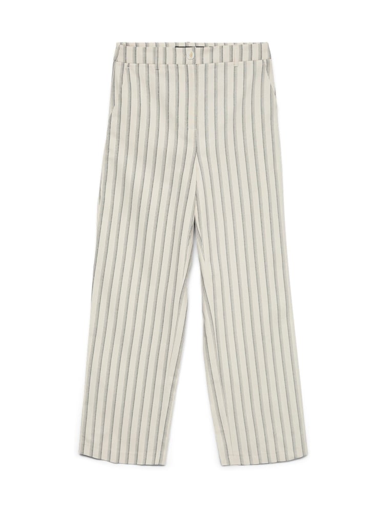 VERO MODA White High Waisted Striped Straight Trousers - Image 1 of 2