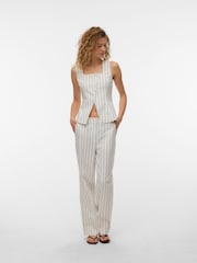 VERO MODA 高腰條紋直筒長褲 - 圖片 3/6