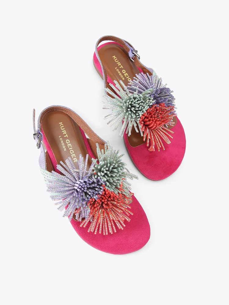 Kurt Geiger London Pink Junior Mini Pom Bar Sandals - Image 2 of 4