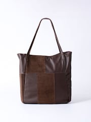 Lakeland Leather Dark Brown Tarn Hows Patchwork Suede Tote Bag - Image 3 of 5