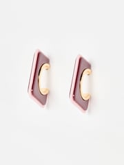 Oliver Bonas Pink Fuchsia Square Resin Hoop Earrings - Image 1 of 5