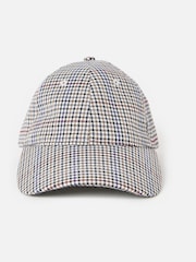 Oliver Bonas Brown Houndstooth Embroidered Cherry Cap Hat - Image 1 of 5