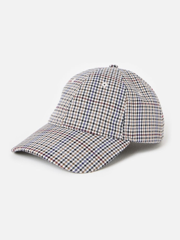 Oliver Bonas Brown Houndstooth Embroidered Cherry Cap Hat - Image 2 of 5
