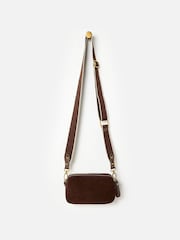 Oliver Bonas Brown Faux Suede Cross-Body Bag - Image 2 of 6