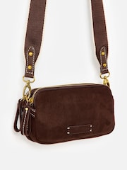Oliver Bonas Brown Faux Suede Cross-Body Bag - Image 3 of 6