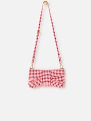 Oliver Bonas Red Tina  Gingham Bow Clutch Bag - Image 3 of 7
